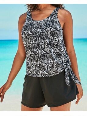 NWT Swimsuits For All Plus Size 20 2pc Blouson Tankini & Shorts Swimsuit